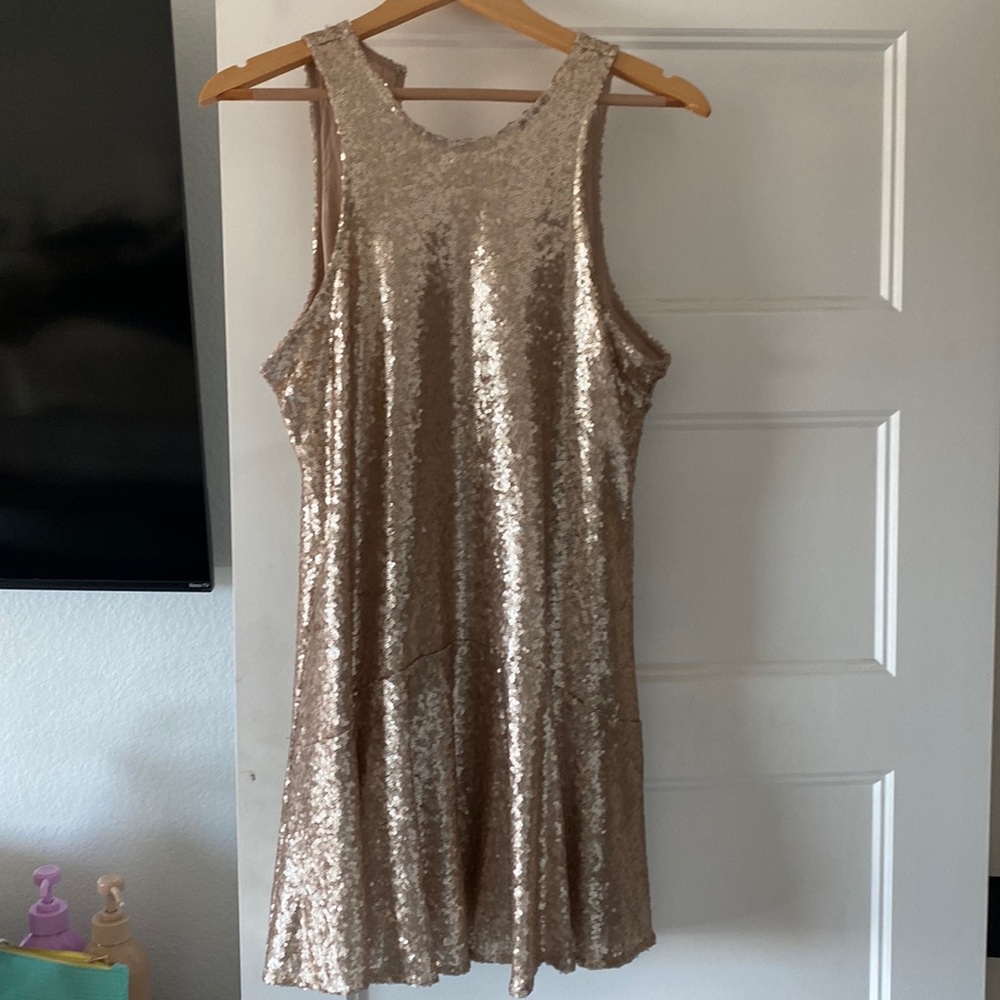 Free People Gold Sequin mini dress